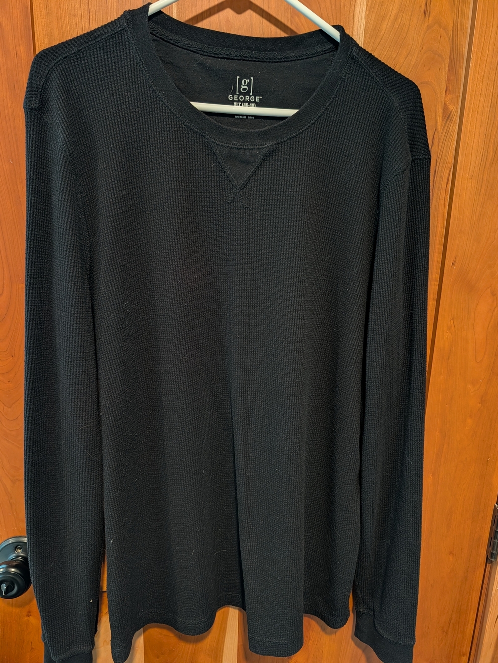 George Black Waffle Knit Long Sleeve Crew